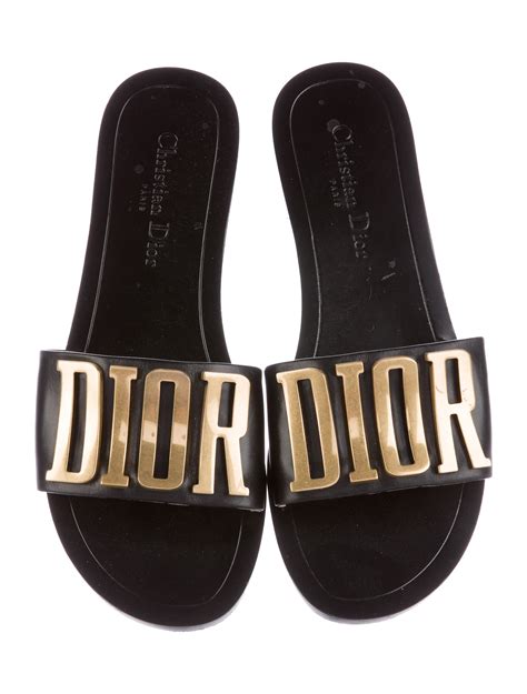 dior sandals black and gold